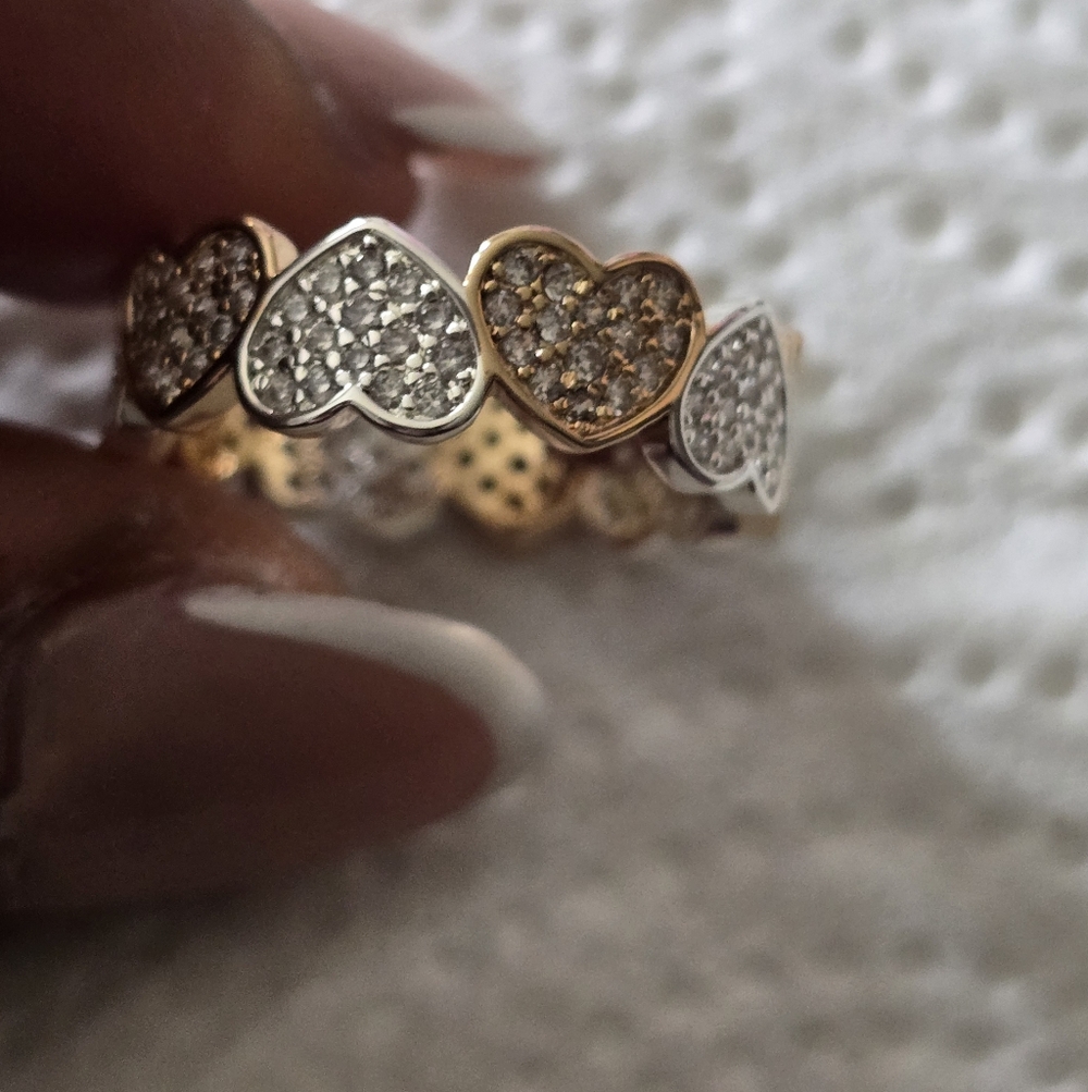 And Now This Women Heart-Shaped Gold Silver Ring Sz 8 18k Gold Over Brass New - Picture 6 of 8